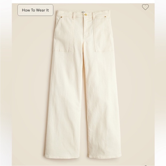J. Crew Denim - J.Crew Camp Pocket Wide Leg Jeans in Ecru Wash Size 26